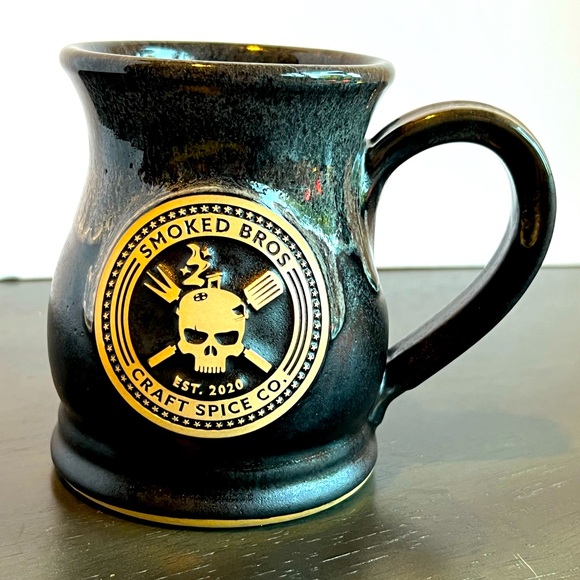 Smoked Bros Craft Spice Coffee Company Mug. Black & Tan. Handmade - Picture 1 of 7